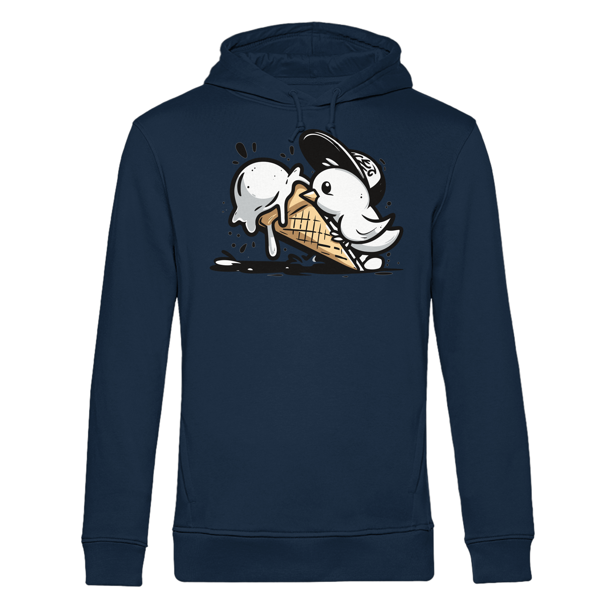 Möwe Küken mit Eis Street Art - Herren Bio Hoodie - Kiebitzdelle