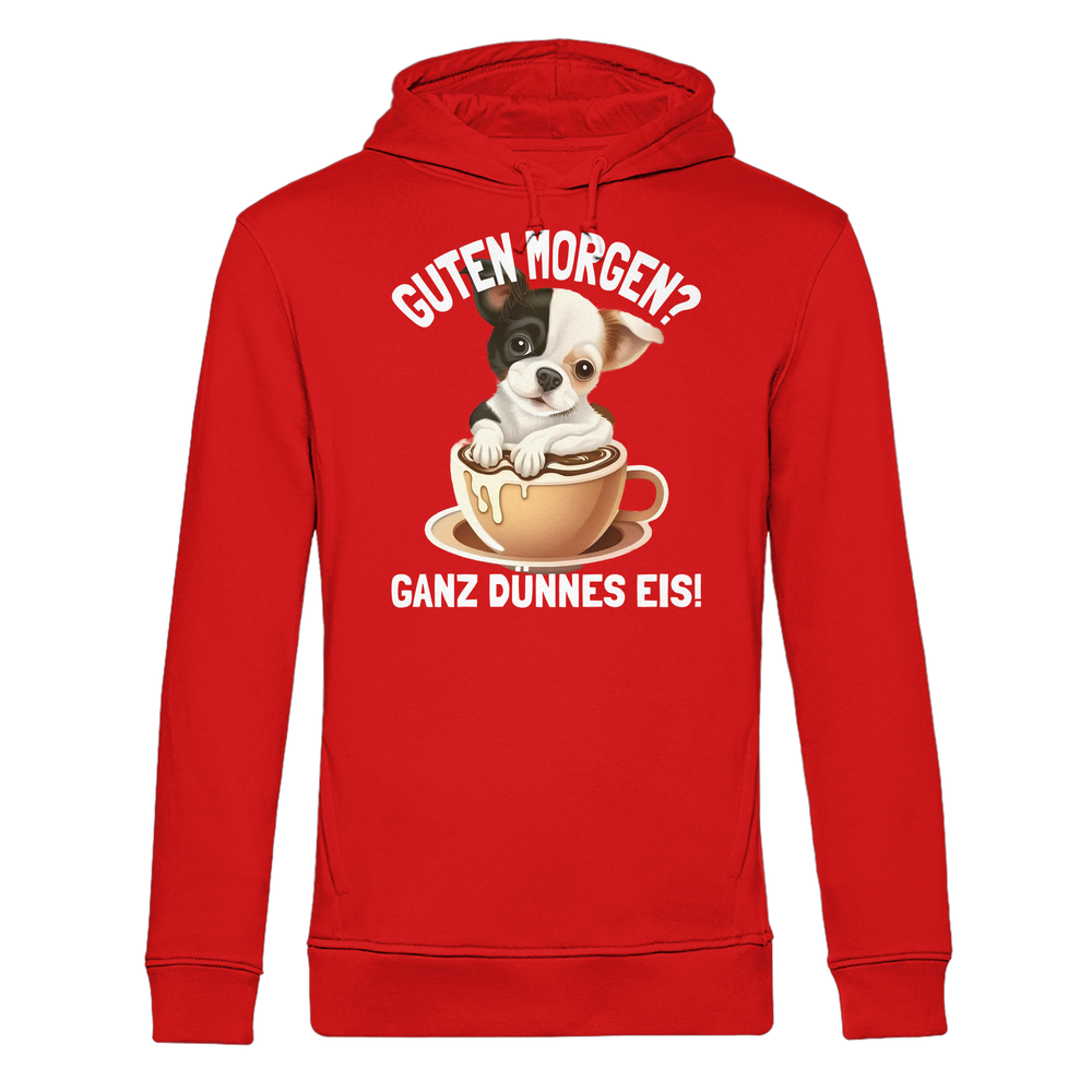 Guten Morgen Ganz dünnes Eis Hund Kaffeetasse - Herren Bio Hoodie