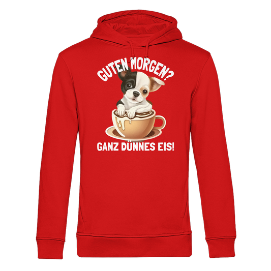 Guten Morgen Ganz dünnes Eis Hund Kaffeetasse - Herren Bio Hoodie