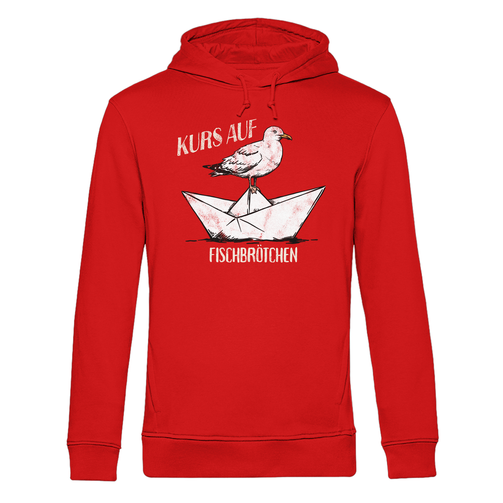 Kurs auf Fischbrötchen Papierschiff Möwe - Herren Bio Hoodie