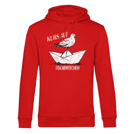 Kurs auf Fischbrötchen Papierschiff Möwe - Herren Bio Hoodie