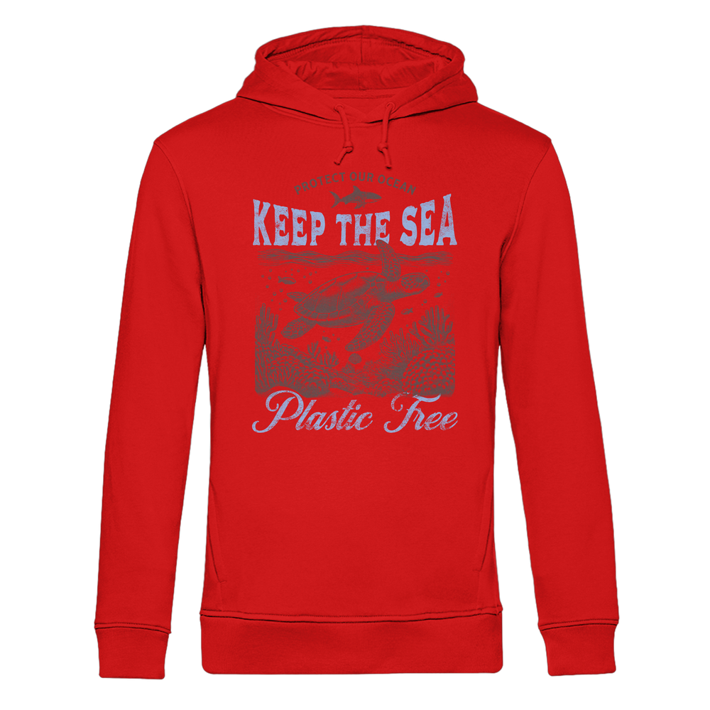 Keep the Sea Plastic Free Umweltschutz Spruch - Herren Bio Hoodie