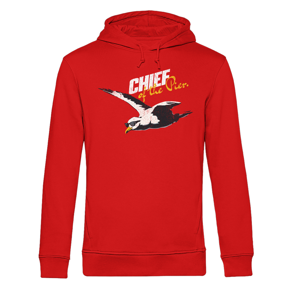 Chief of the Pier Chef Möwe mit Sonnenbrille - Herren Bio Hoodie - Kiebitzdelle