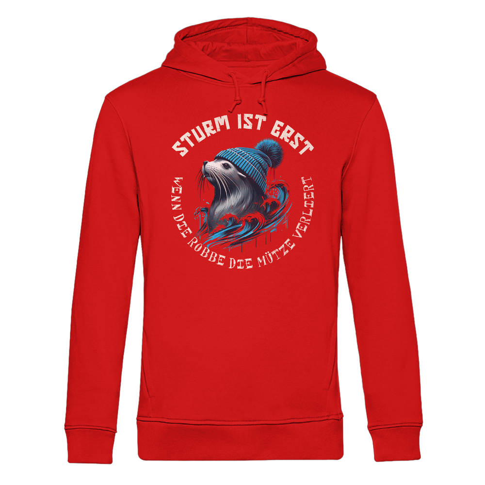 Sturm ist erst wenn die Robbe die Mütze verliert - Herren Bio Hoodie - Kiebitzdelle