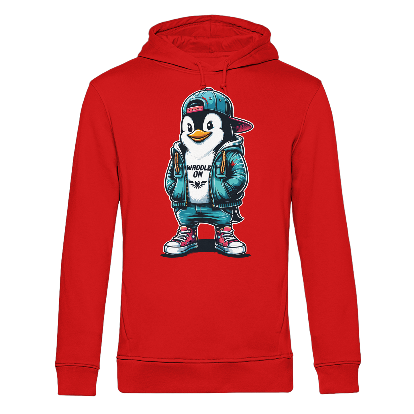 Hipster Pinguin Waddle On - Herren Bio Hoodie