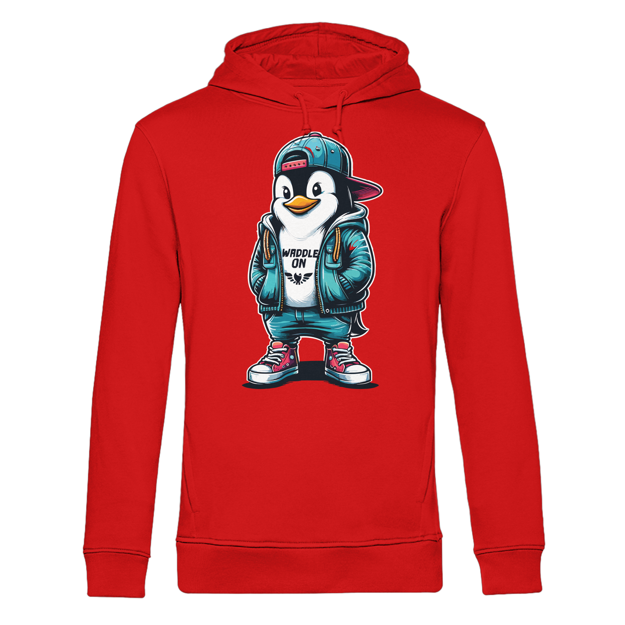 Hipster Pinguin Waddle On - Herren Bio Hoodie - Kiebitzdelle