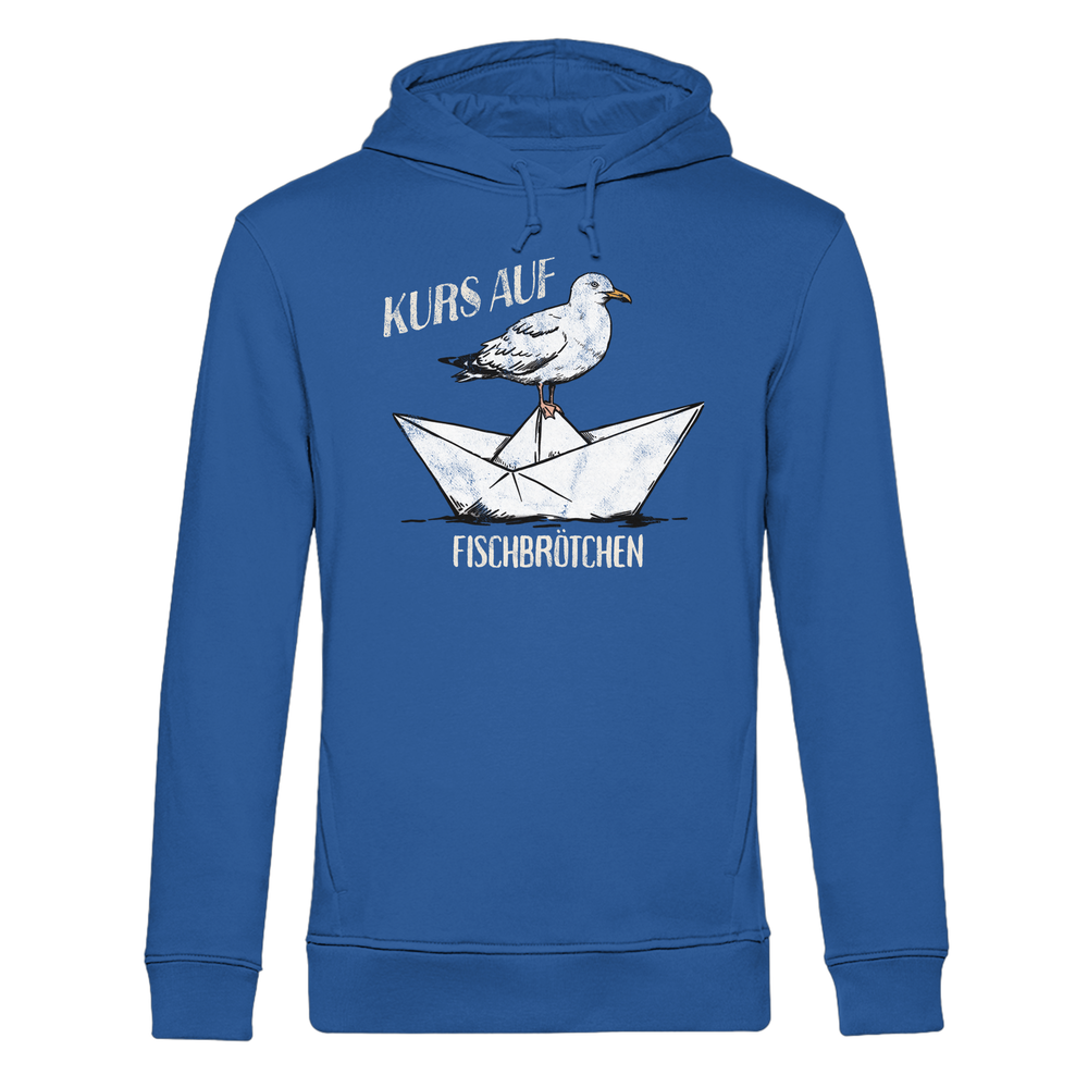 Kurs auf Fischbrötchen Papierschiff Möwe - Herren Bio Hoodie