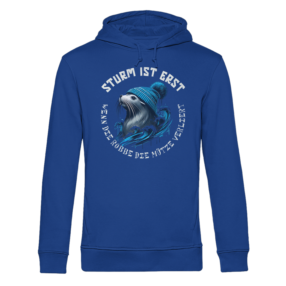 Sturm ist erst wenn die Robbe die Mütze verliert - Herren Bio Hoodie - Kiebitzdelle
