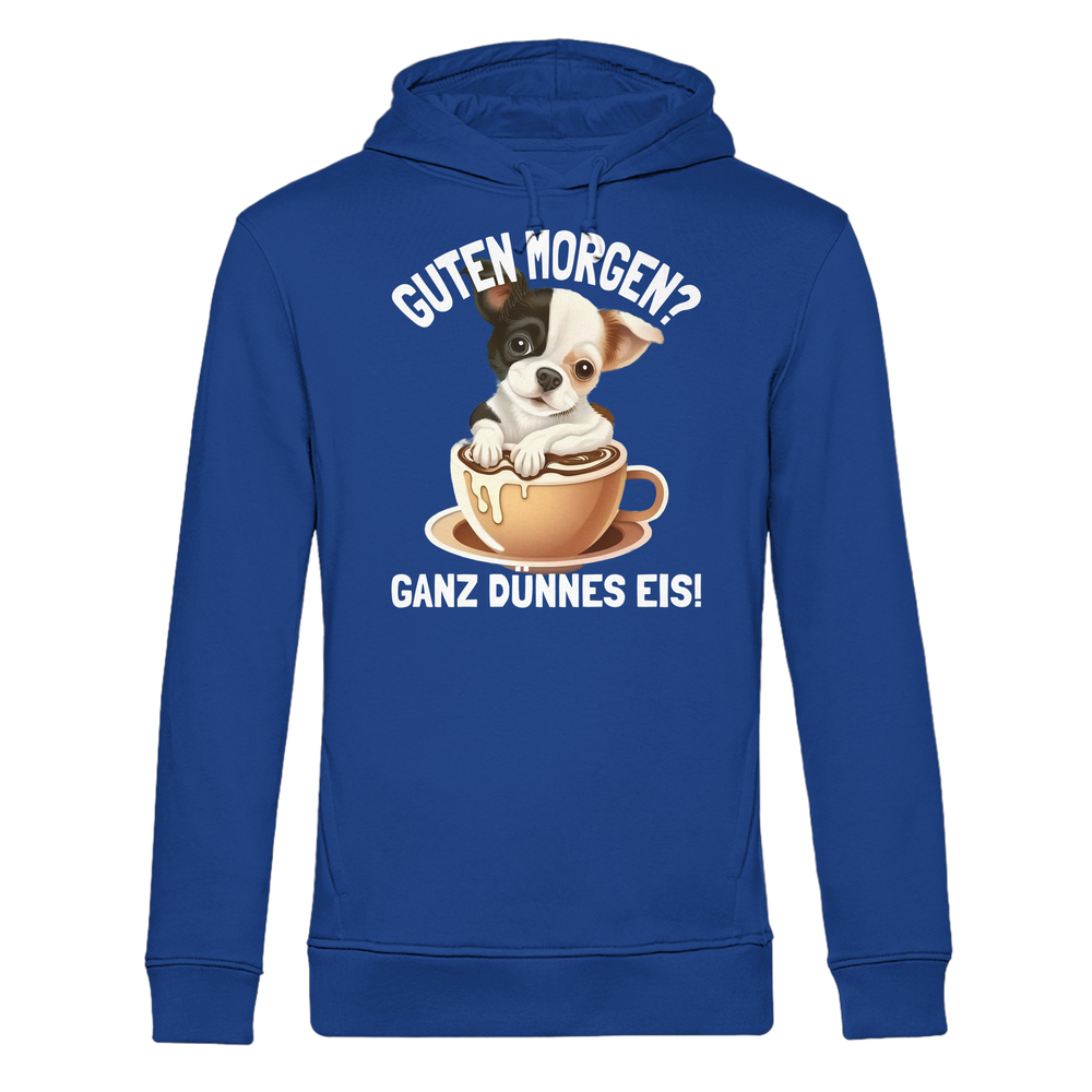 Guten Morgen Ganz dünnes Eis Hund Kaffeetasse - Herren Bio Hoodie