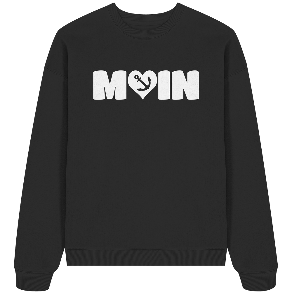 Moin Spruch mit Herz Anker - Unisex Bio Pullover - Kiebitzdelle