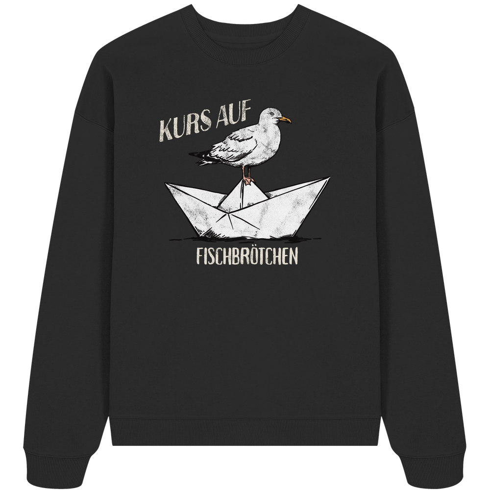 Kurs auf Fischbrötchen Papierschiff Möwe - Unisex Bio Pullover - Kiebitzdelle