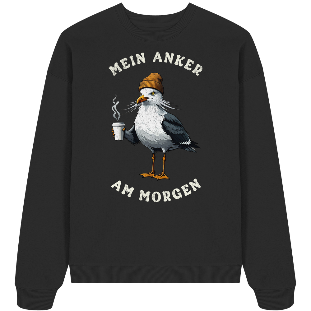 Mein Anker am Morgen Kaffee Möwe - Unisex Bio Pullover - Kiebitzdelle