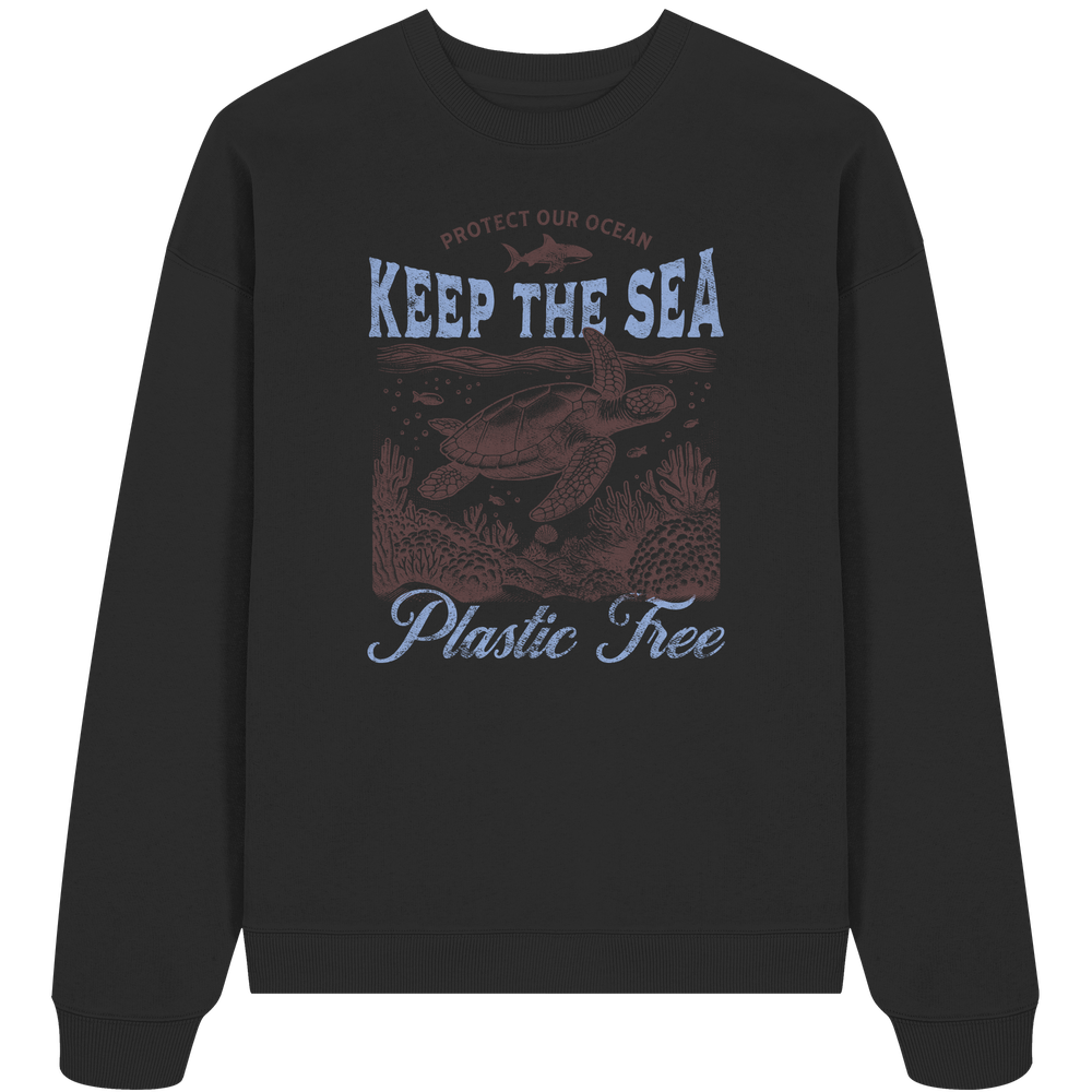 Keep the Sea Plastic Free Umweltschutz Spruch - Unisex Bio Pullover - Kiebitzdelle