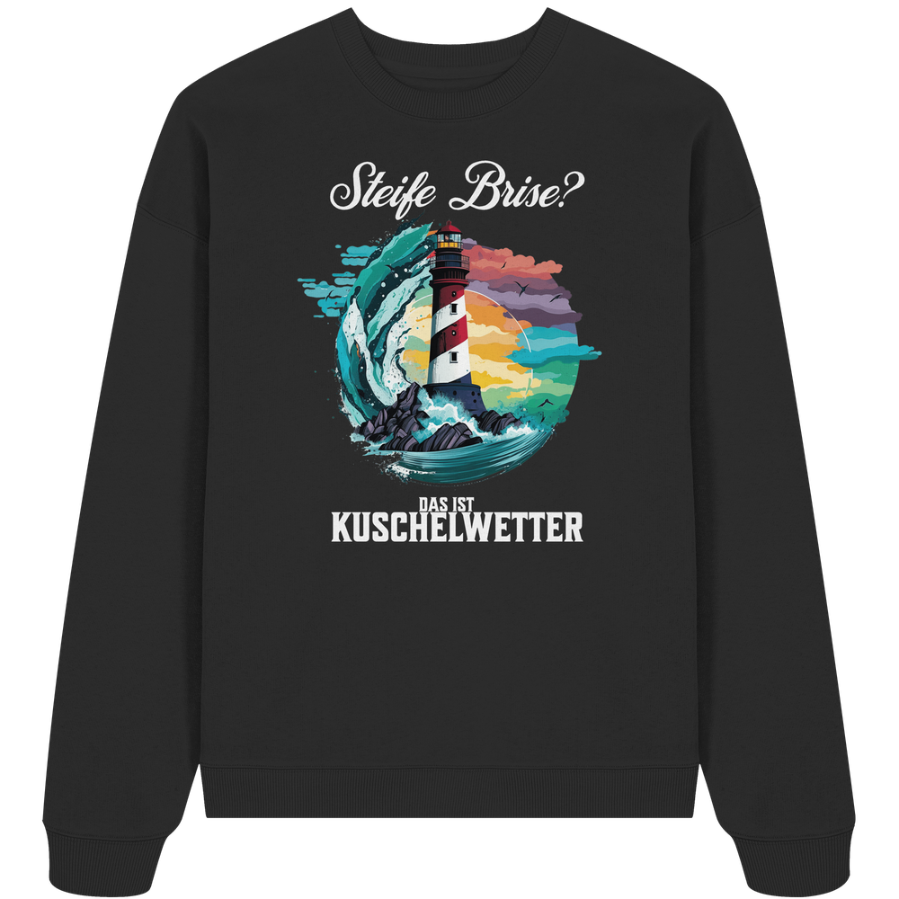 Steife Brise das ist Kuschelwetter Nordsee Spruch - Unisex Bio Pullover