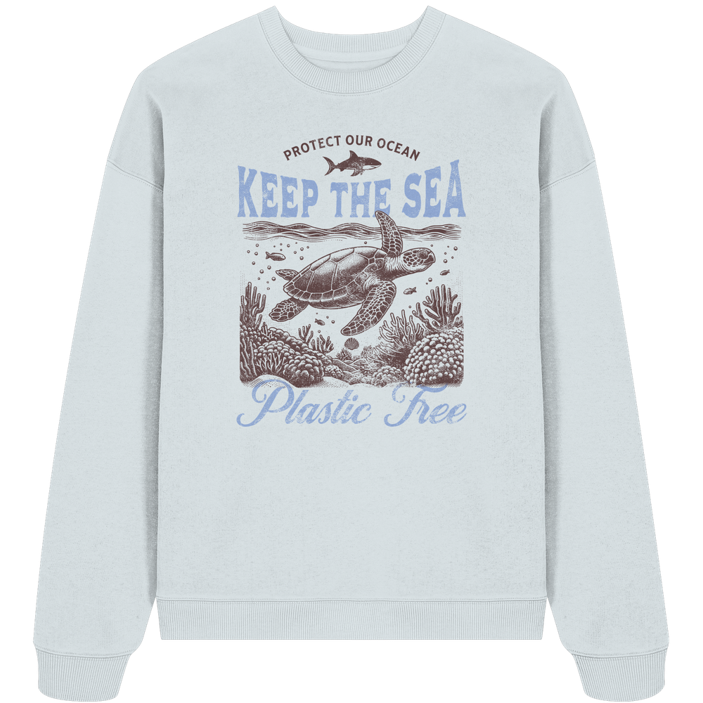 Keep the Sea Plastic Free Umweltschutz Spruch - Unisex Bio Pullover