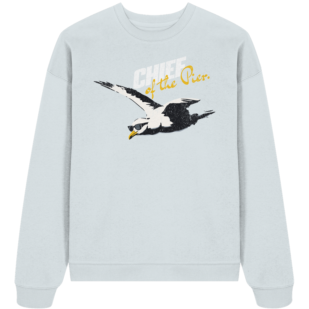 Chief of the Pier Chef Möwe mit Sonnenbrille - Unisex Bio Pullover - Kiebitzdelle