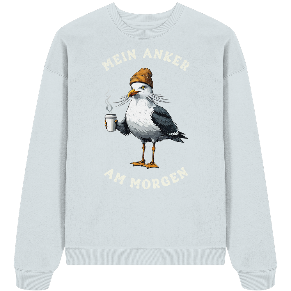 Mein Anker am Morgen Kaffee Möwe - Unisex Bio Pullover - Kiebitzdelle