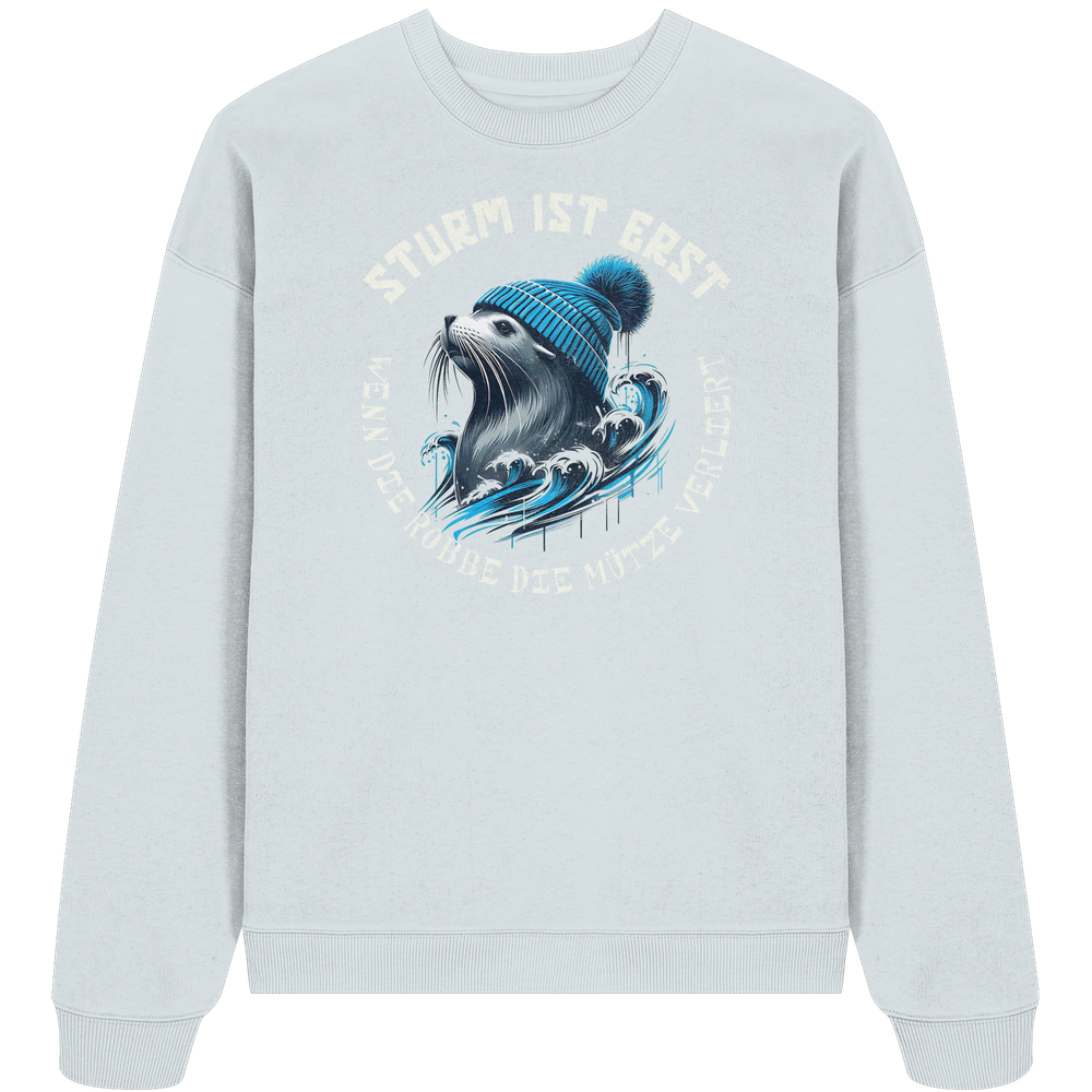 Sturm ist erst wenn die Robbe die Mütze verliert - Unisex Bio Pullover - Kiebitzdelle