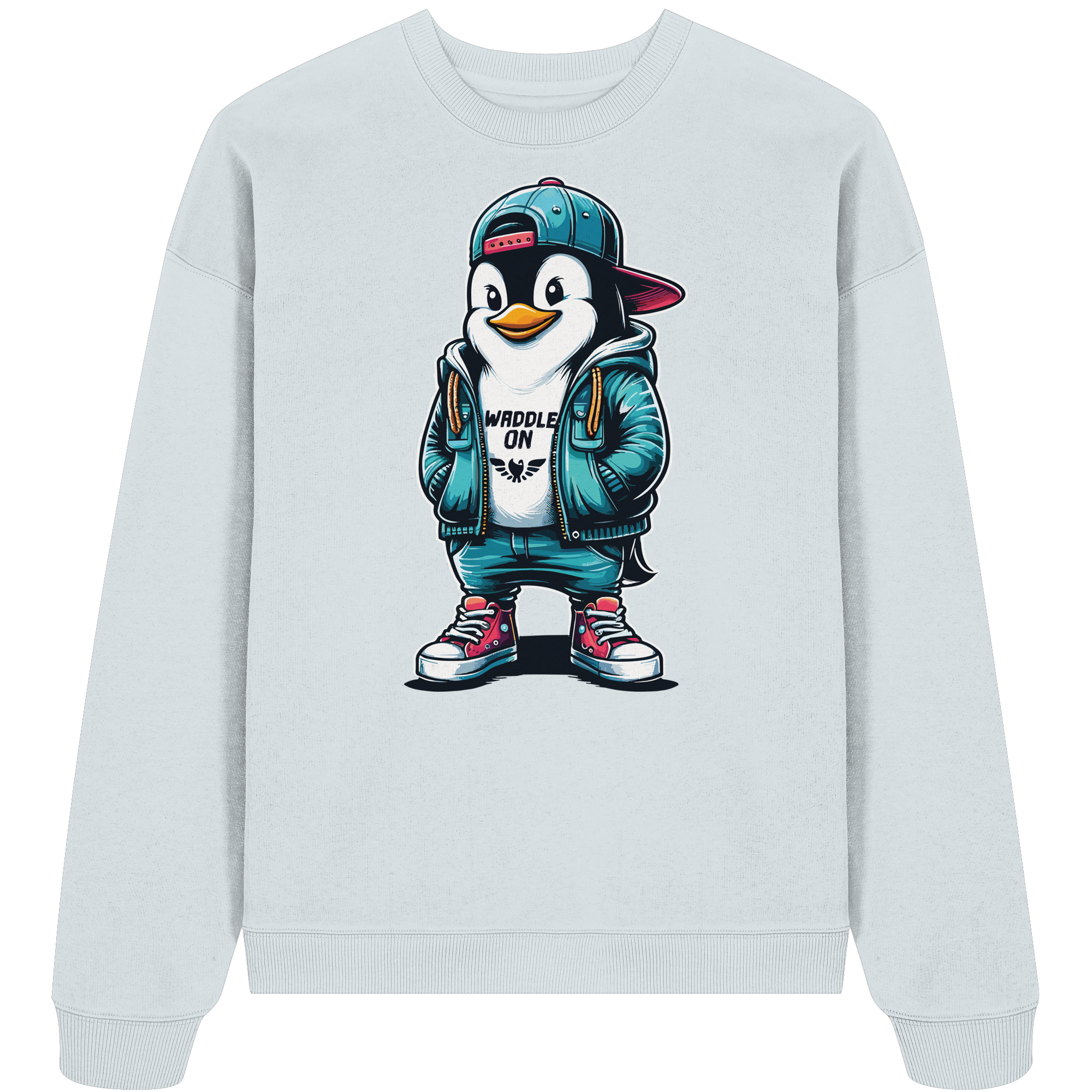 Hipster Pinguin Waddle On - Unisex Bio Pullover - Kiebitzdelle