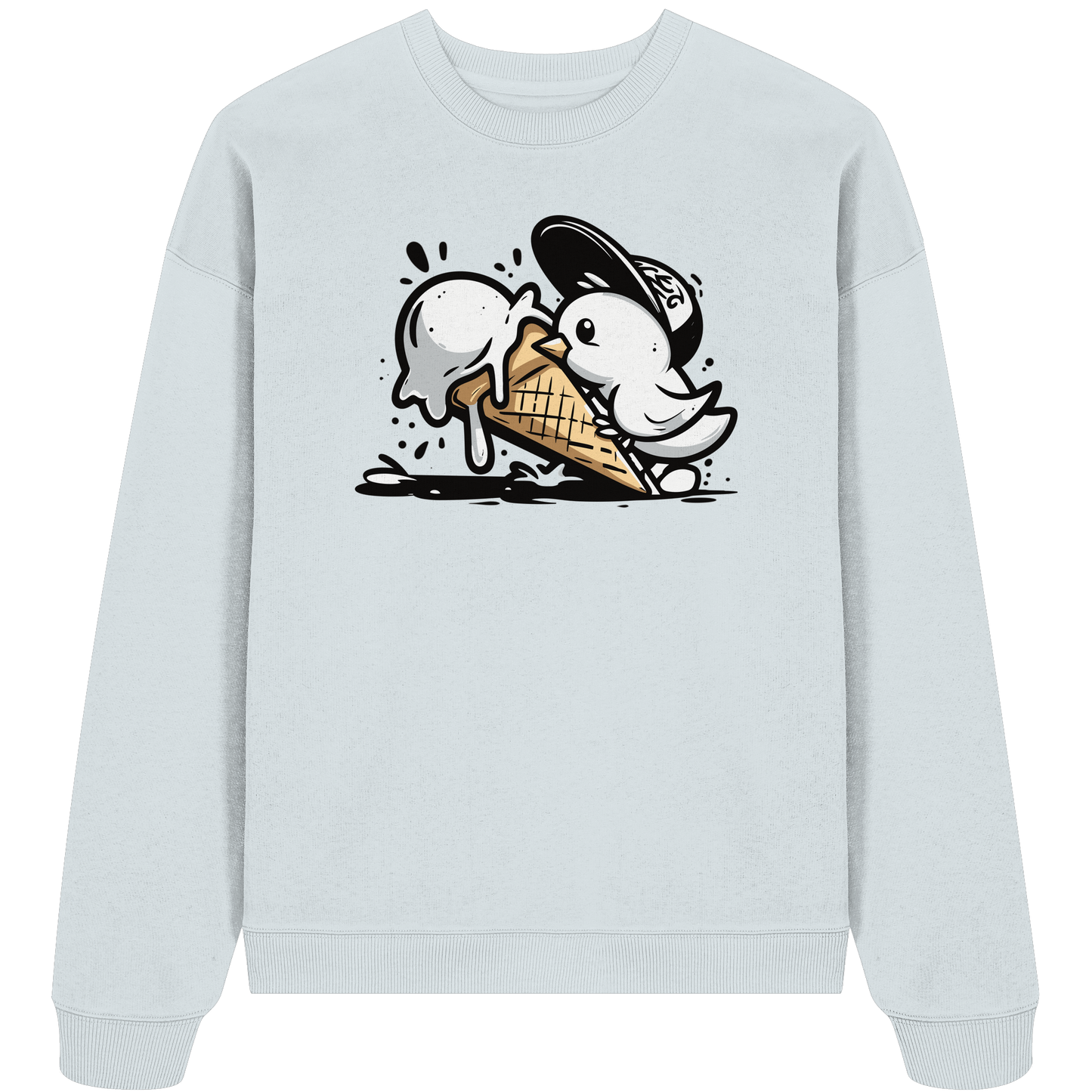 Möwe Küken mit Eis Street Art - Unisex Bio Pullover