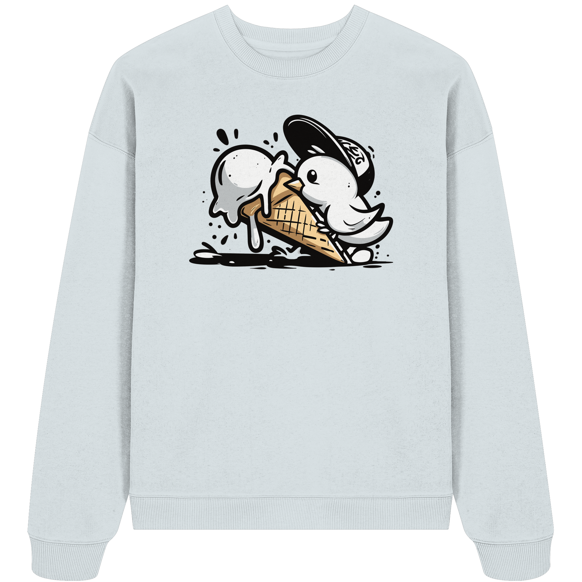 Möwe Küken mit Eis Street Art - Unisex Bio Pullover - Kiebitzdelle