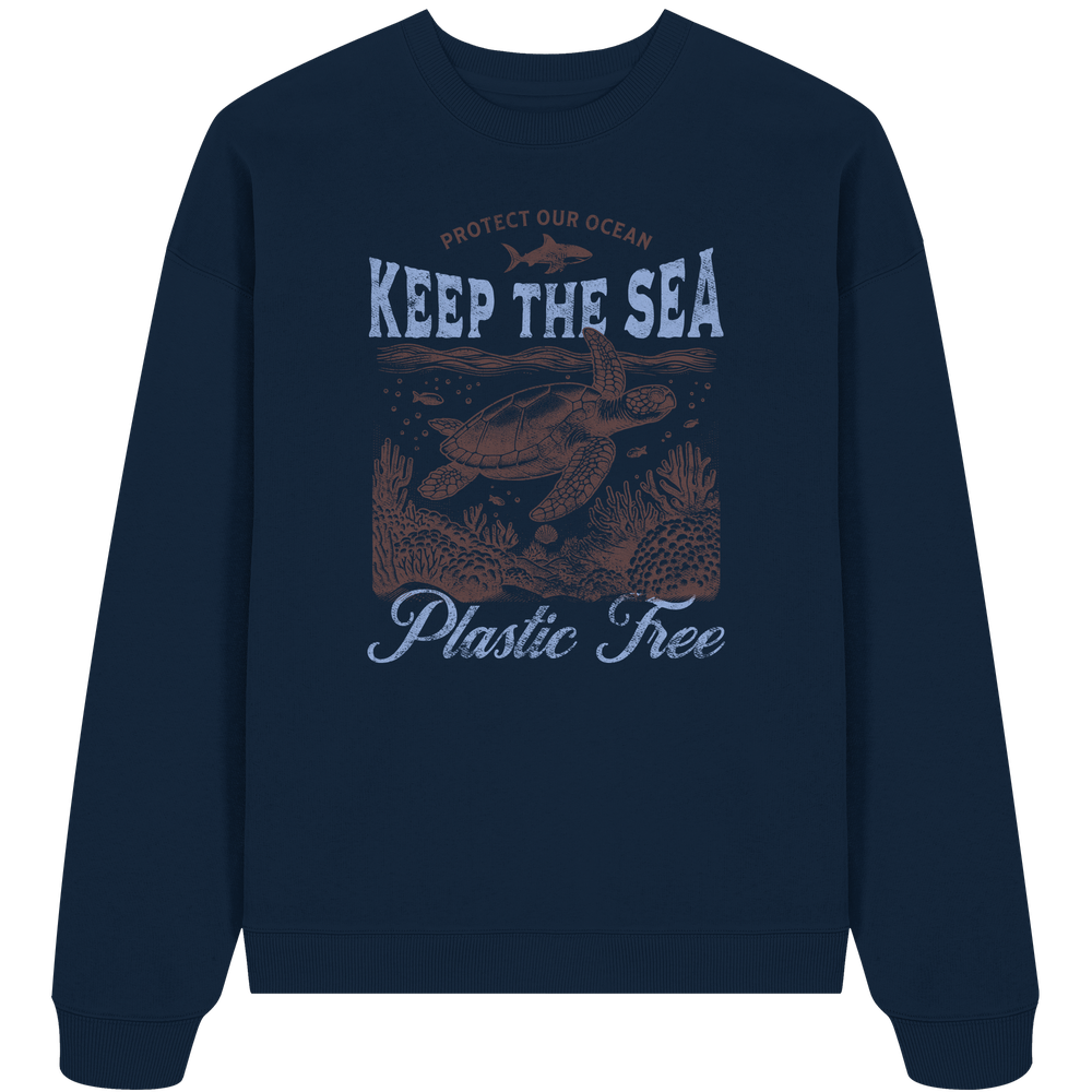 Keep the Sea Plastic Free Umweltschutz Spruch - Unisex Bio Pullover - Kiebitzdelle
