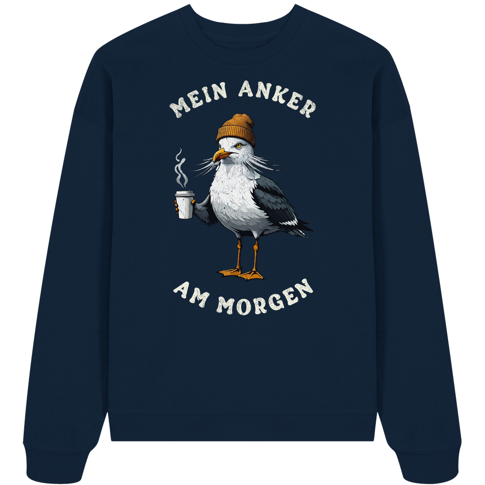 Mein Anker am Morgen Kaffee Möwe - Unisex Bio Pullover - Kiebitzdelle