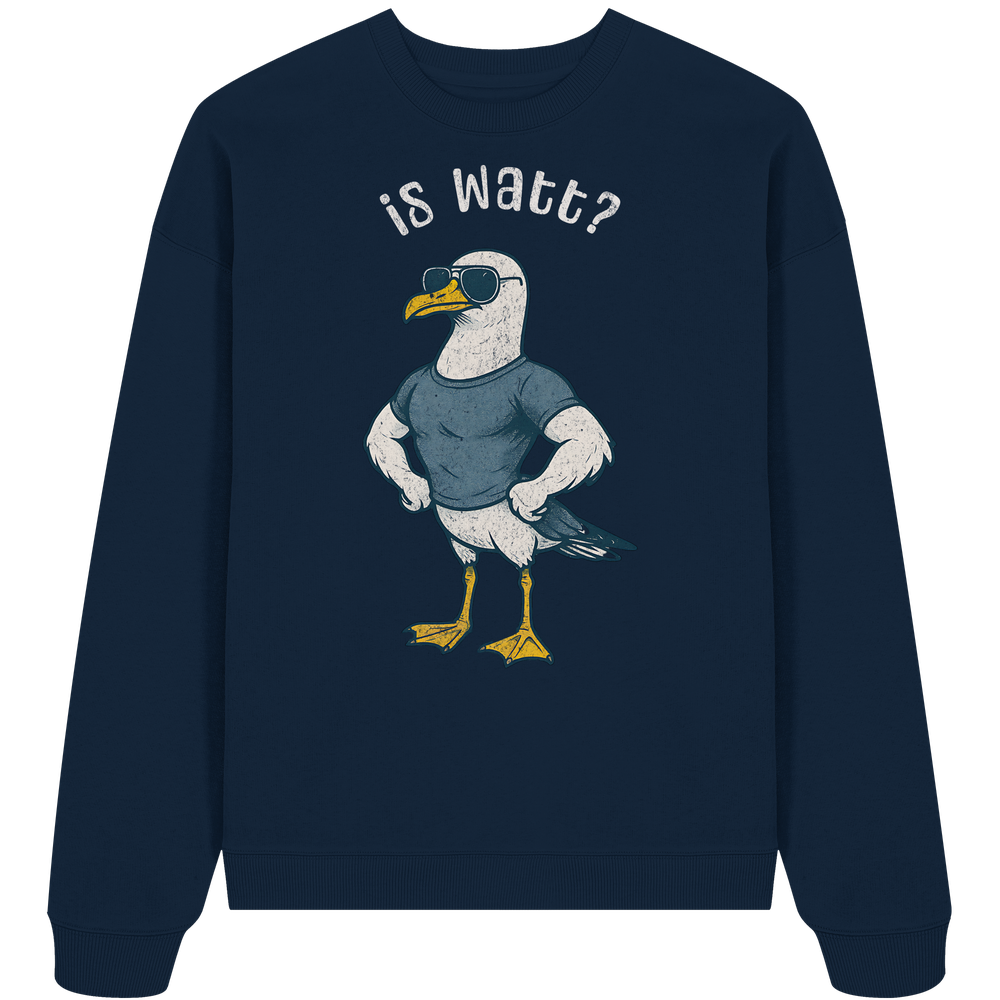 Is Watt Starke Möwe mit lustigem Spruch - Unisex Bio Pullover - Kiebitzdelle