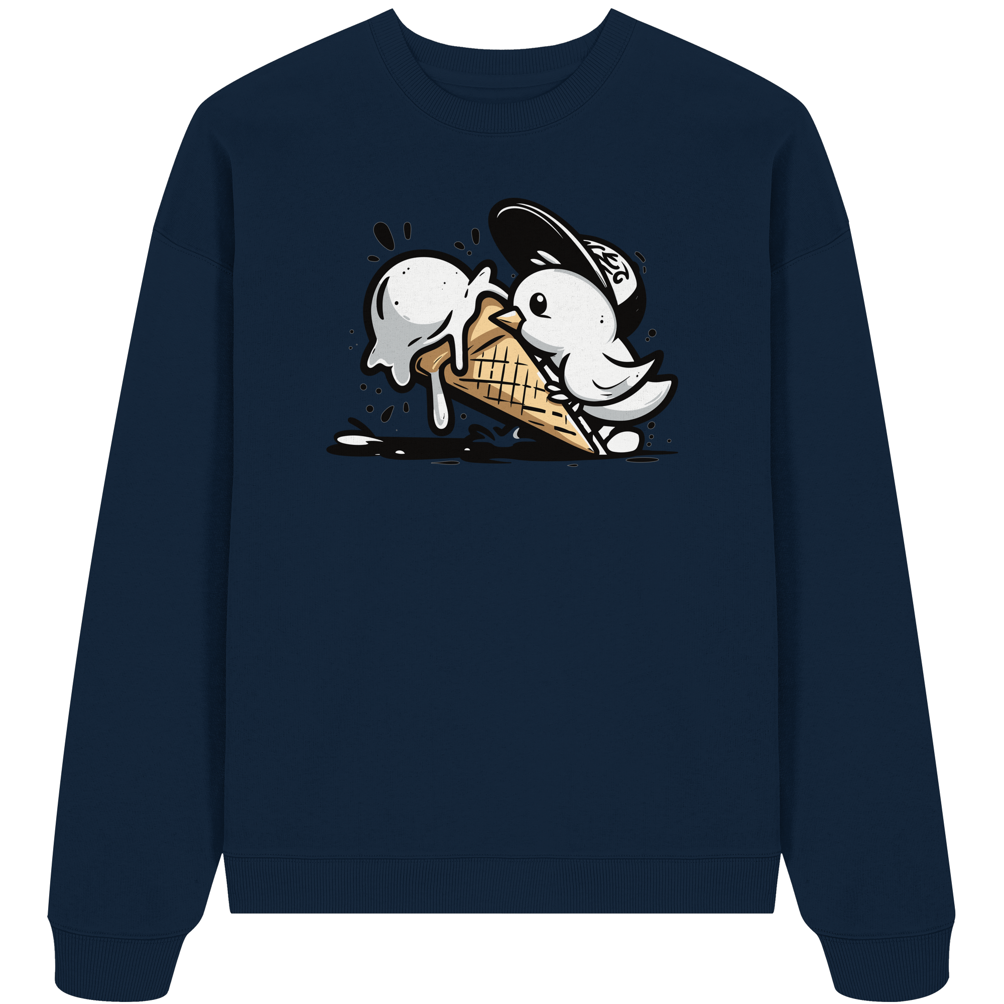 Möwe Küken mit Eis Street Art - Unisex Bio Pullover - Kiebitzdelle