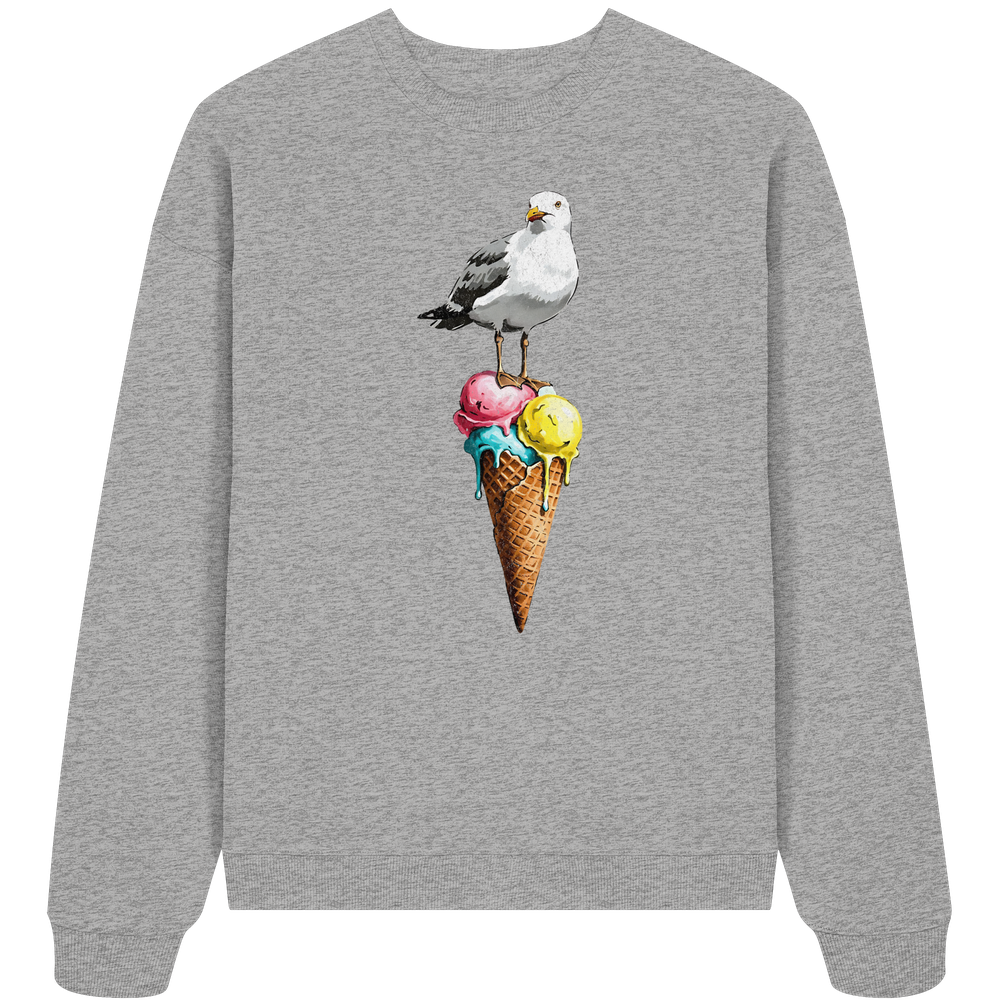 Eisdieb Freche Möwe mit Eiscreme - Unisex Bio Pullover - Kiebitzdelle