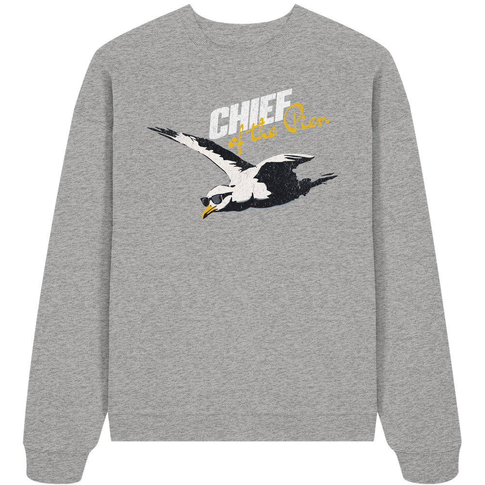 Chief of the Pier Chef Möwe mit Sonnenbrille - Unisex Bio Pullover - Kiebitzdelle