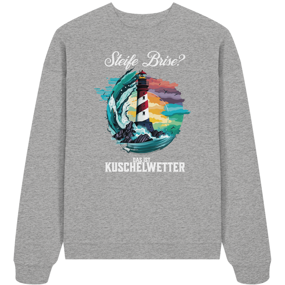 Steife Brise das ist Kuschelwetter Nordsee Spruch - Unisex Bio Pullover - Kiebitzdelle