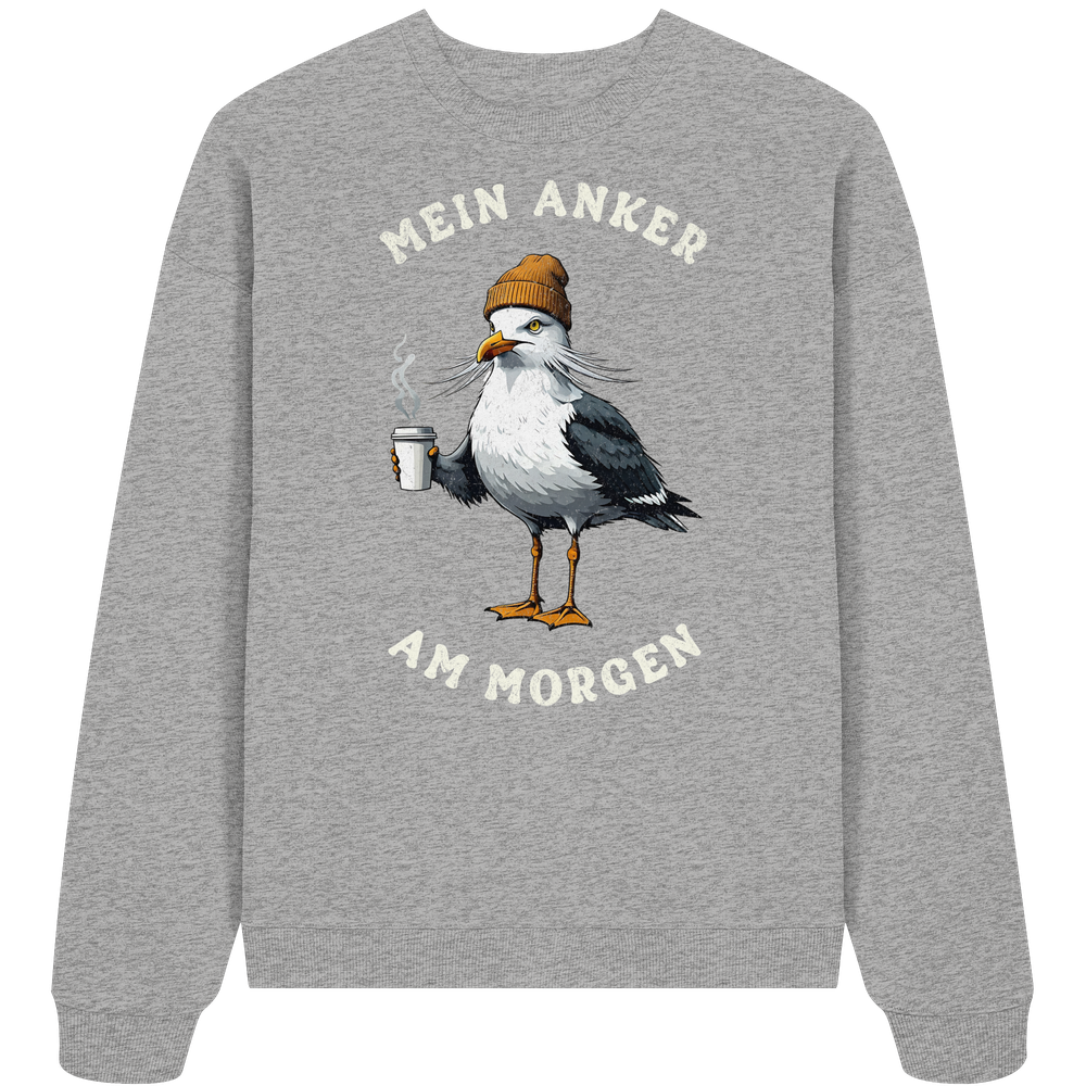 Mein Anker am Morgen Kaffee Möwe - Unisex Bio Pullover - Kiebitzdelle