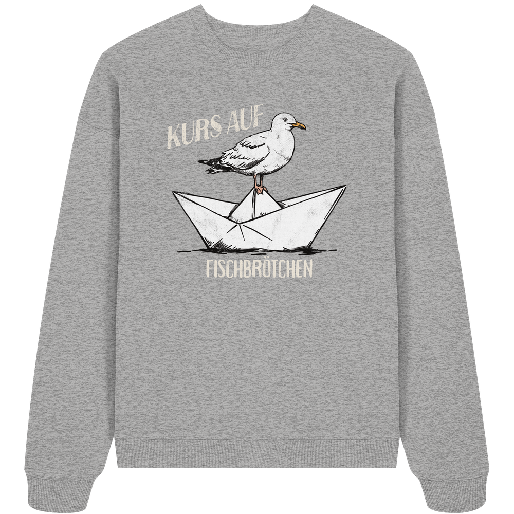 Kurs auf Fischbrötchen Papierschiff Möwe - Unisex Bio Pullover - Kiebitzdelle