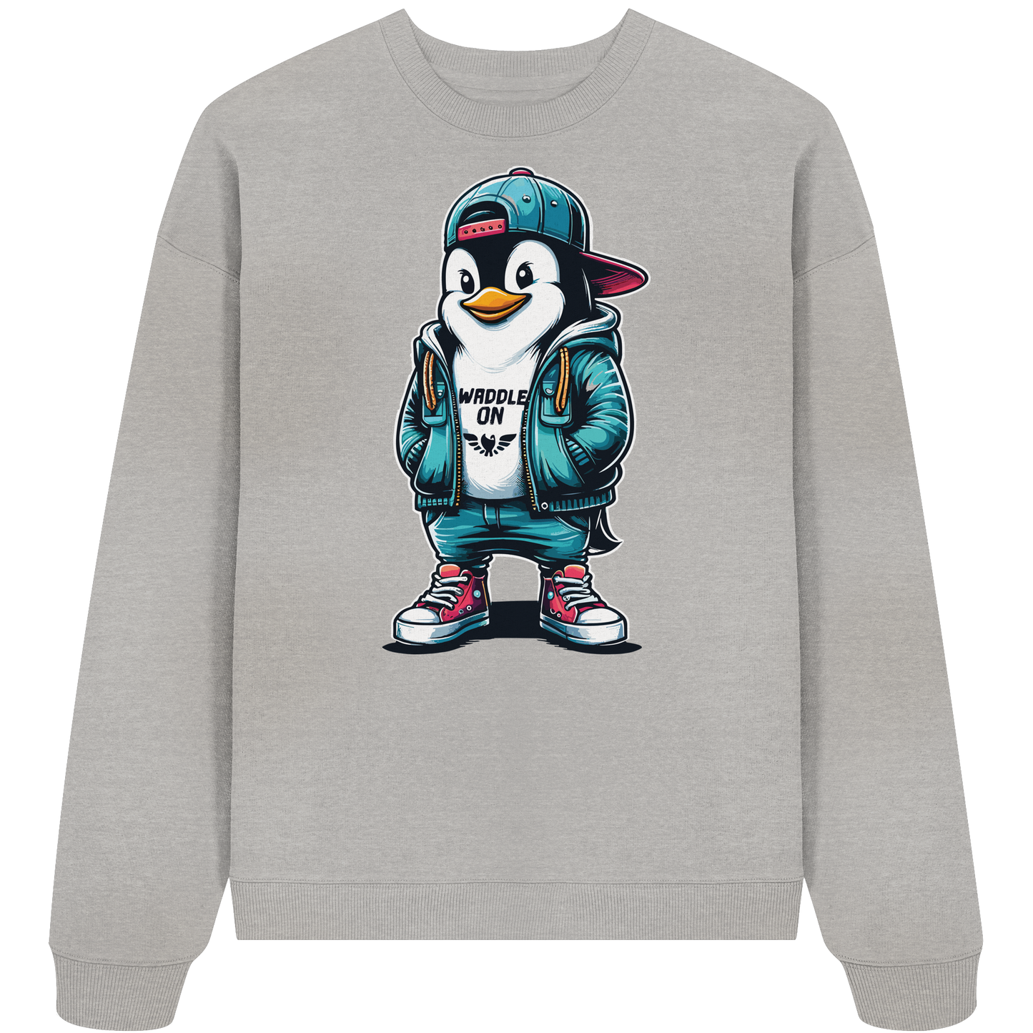 Hipster Pinguin Waddle On - Unisex Bio Pullover