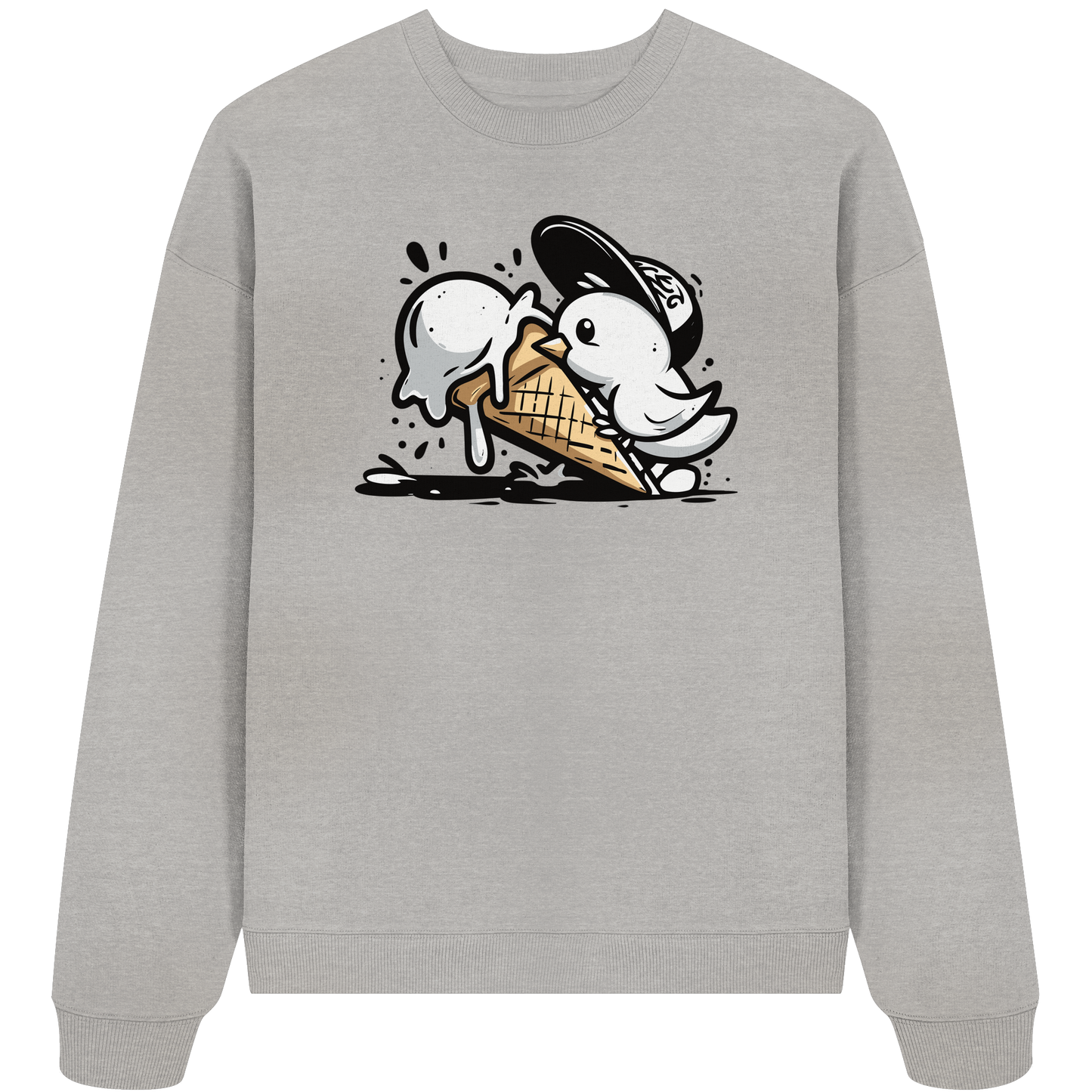 Möwe Küken mit Eis Street Art - Unisex Bio Pullover