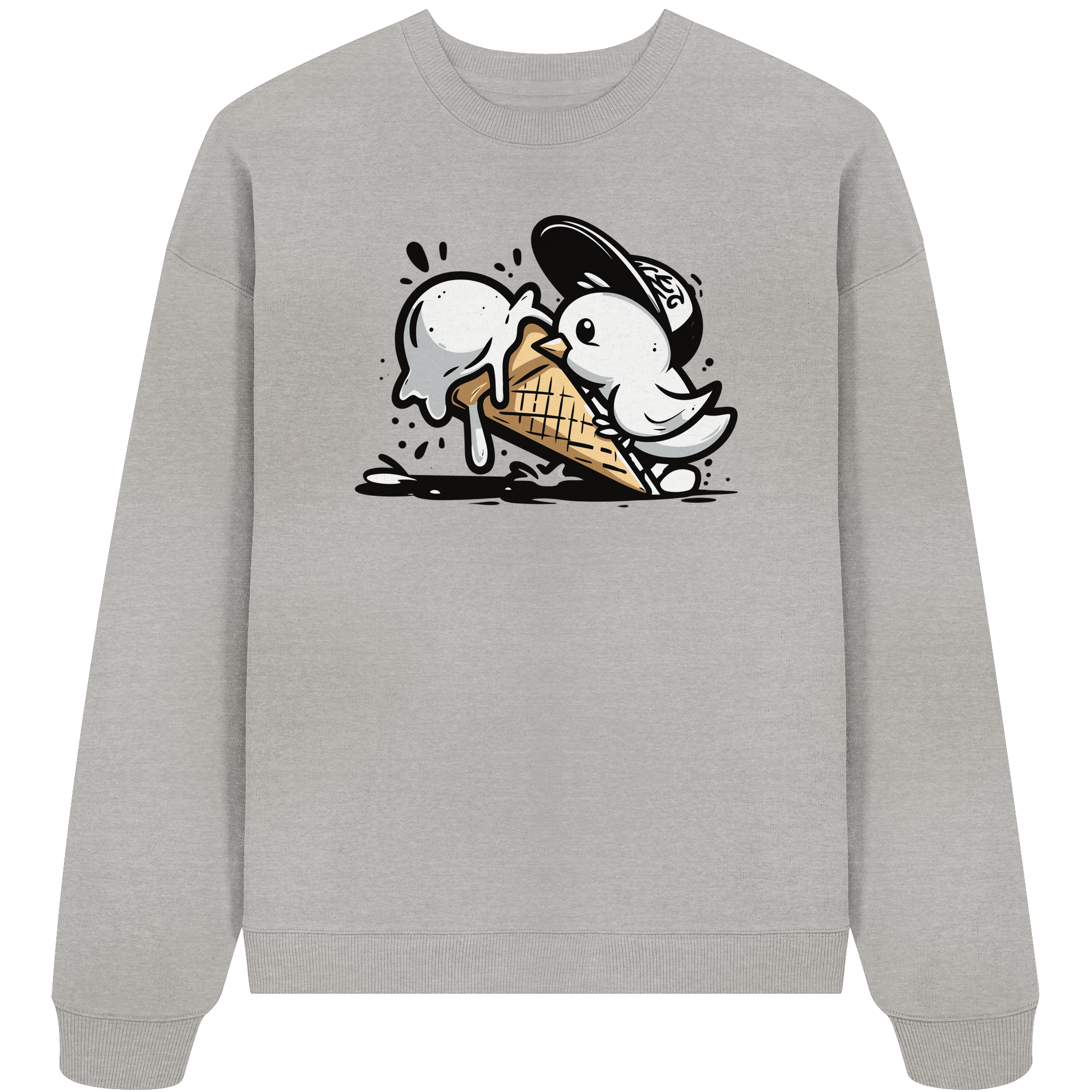 Möwe Küken mit Eis Street Art - Unisex Bio Pullover - Kiebitzdelle