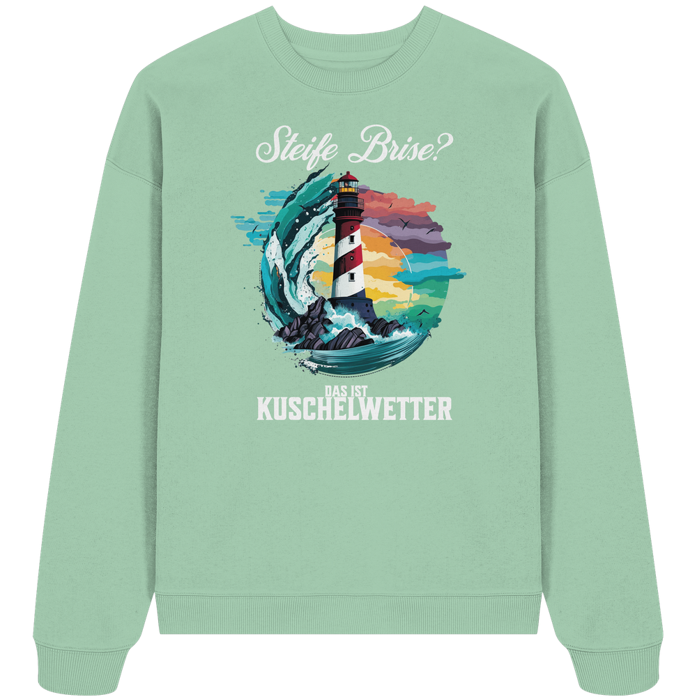 Steife Brise das ist Kuschelwetter Nordsee Spruch - Unisex Bio Pullover