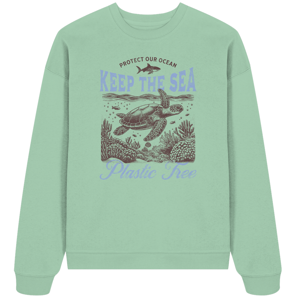 Keep the Sea Plastic Free Umweltschutz Spruch - Unisex Bio Pullover - Kiebitzdelle