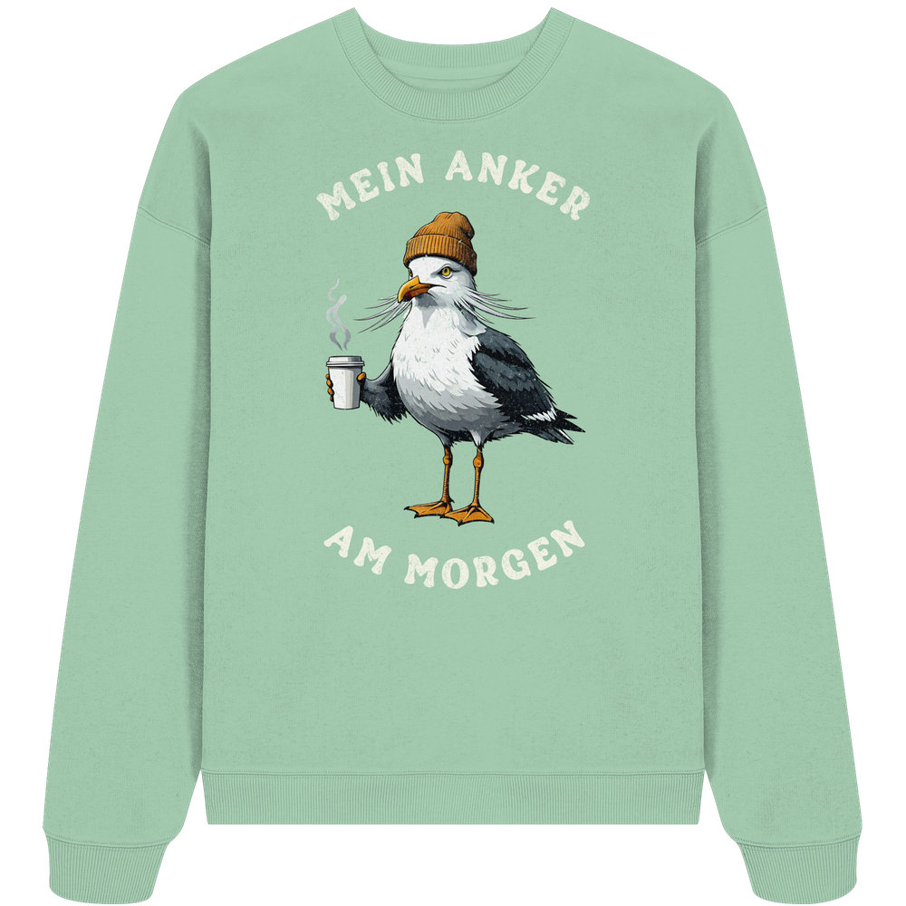 Mein Anker am Morgen Kaffee Möwe - Unisex Bio Pullover - Kiebitzdelle