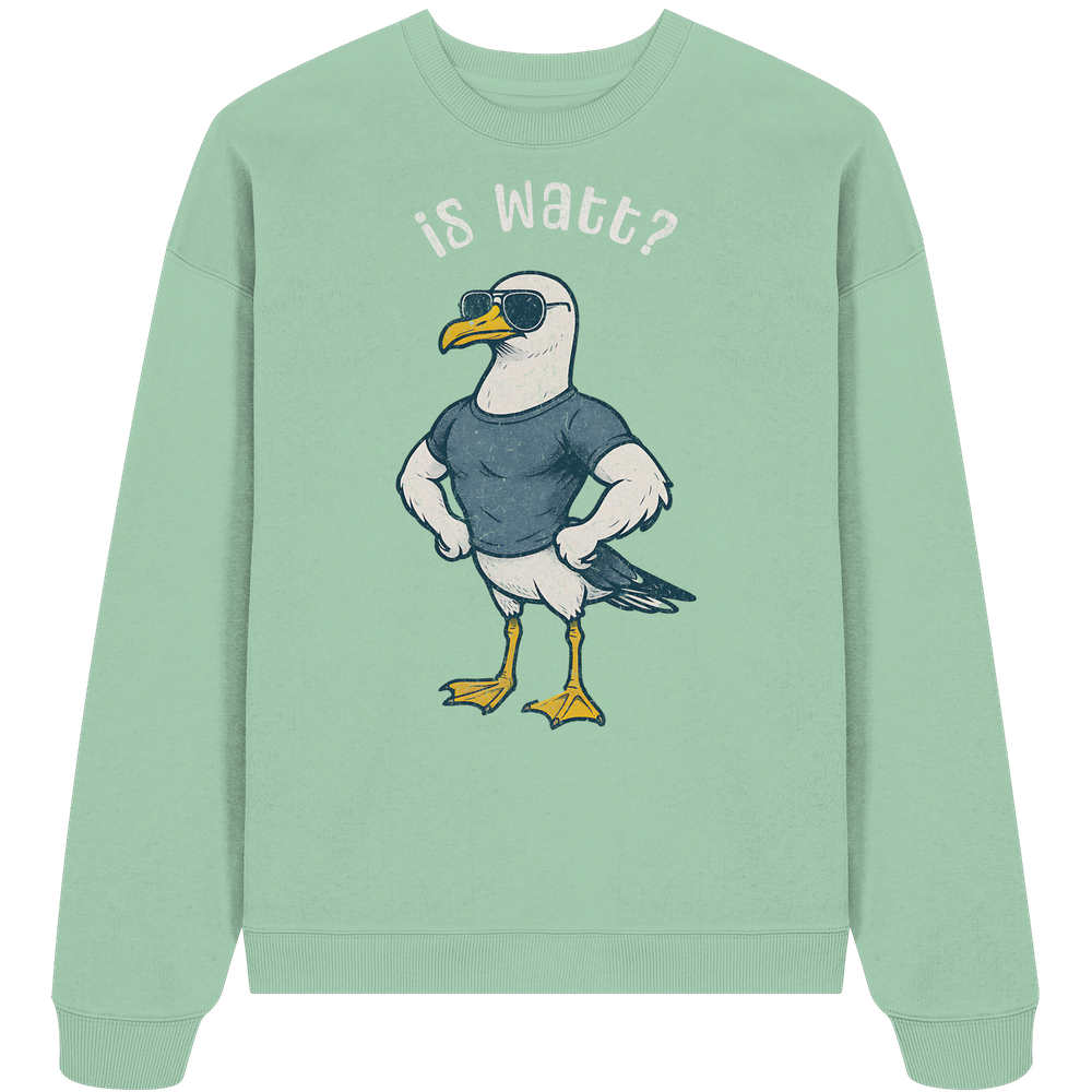 Is Watt Starke Möwe mit lustigem Spruch - Unisex Bio Pullover - Kiebitzdelle
