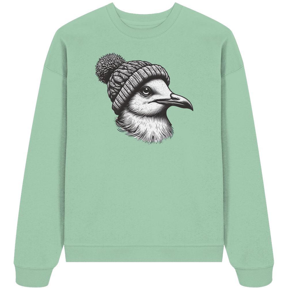 Coole Möwe mit Pudelmütze - Unisex Bio Pullover - Kiebitzdelle