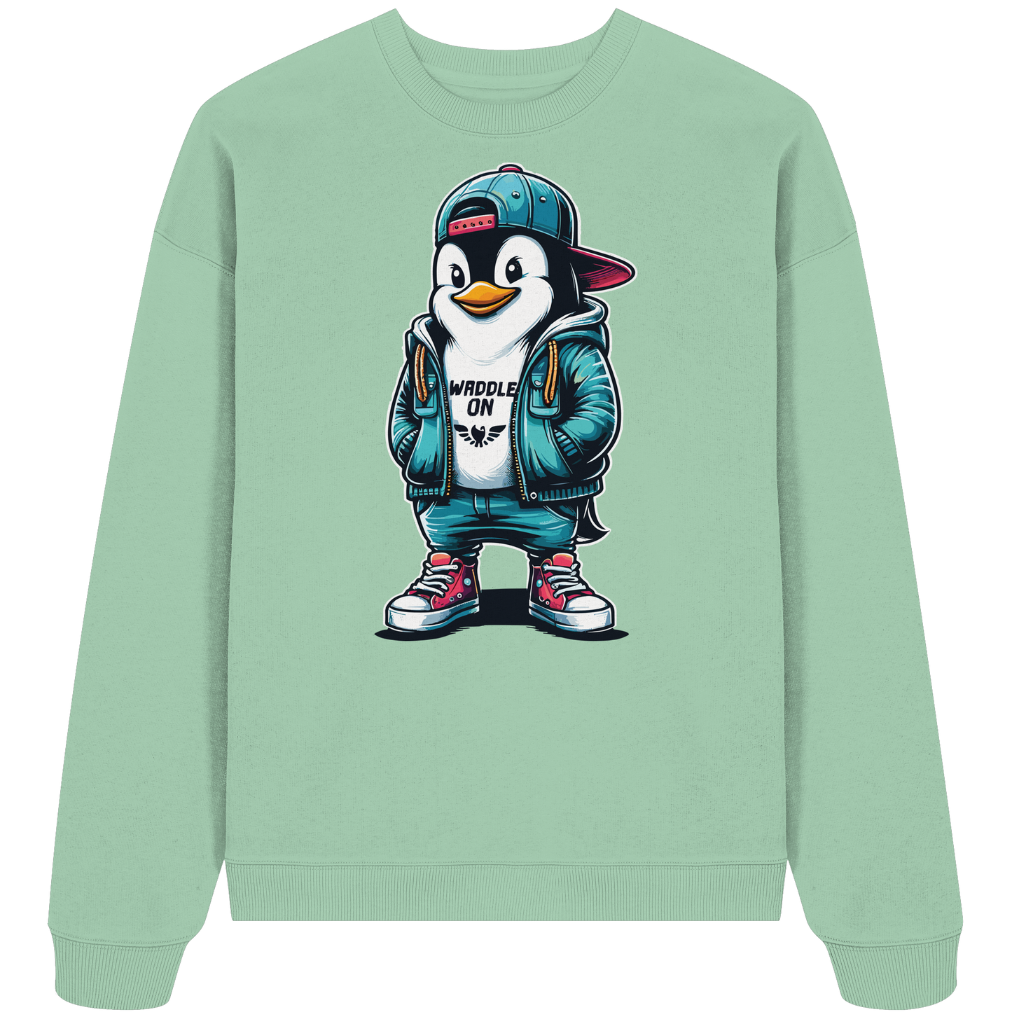 Hipster Pinguin Waddle On - Unisex Bio Pullover