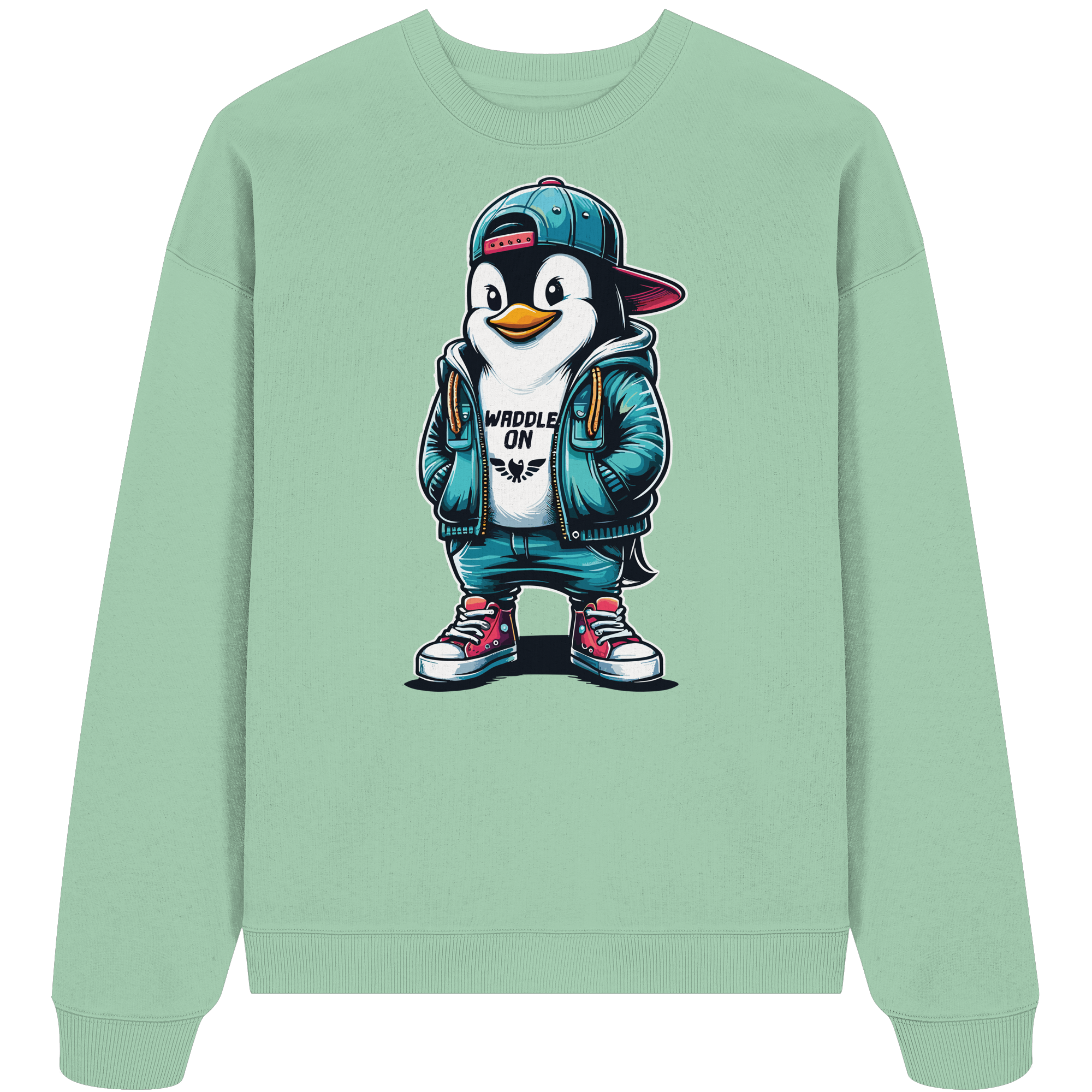 Hipster Pinguin Waddle On - Unisex Bio Pullover - Kiebitzdelle