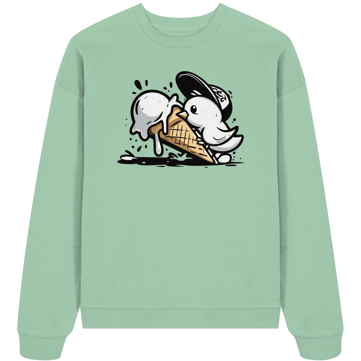 Möwe Küken mit Eis Street Art - Unisex Bio Pullover