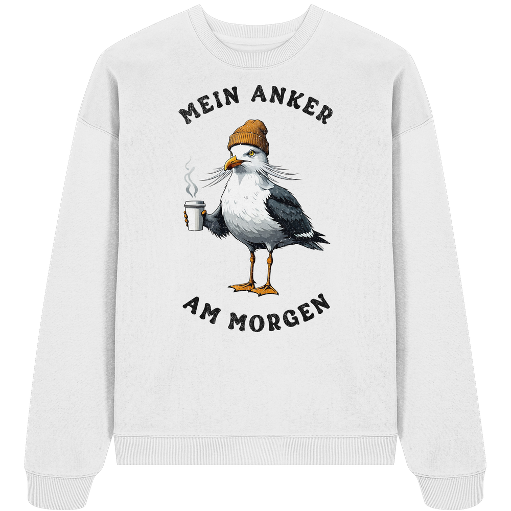Mein Anker am Morgen Kaffee Möwe - Unisex Bio Pullover - Kiebitzdelle