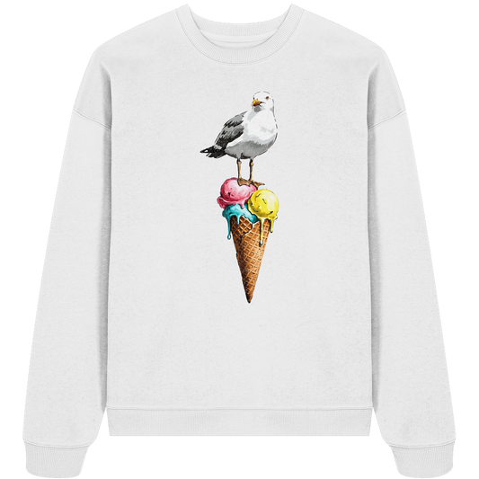 Eisdieb Freche Möwe mit Eiscreme - Unisex Bio Pullover