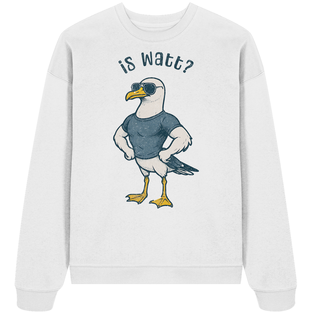 Is Watt Starke Möwe mit lustigem Spruch - Unisex Bio Pullover