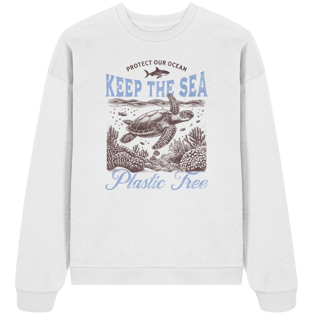 Keep the Sea Plastic Free Umweltschutz Spruch - Unisex Bio Pullover
