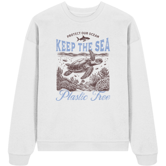 Keep the Sea Plastic Free Umweltschutz Spruch - Unisex Bio Pullover